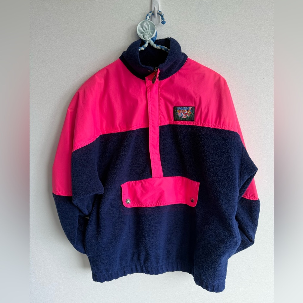 Vintage K-WAY fleece & nylon pull over- small